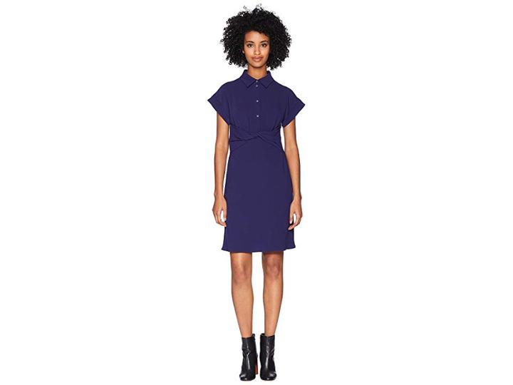 Boutique Moschino Crepe Dress With Knotted Waist (blue) Women's Dress