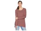 Mod-o-doc Heathered Jersey Stripe Asymmetrical Hem Long Sleeve Tee (cranberry) Women's T Shirt