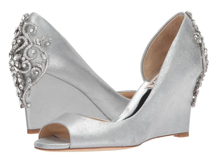 Badgley Mischka Meagan Ii (silver Metallic Suede) Women's Wedge Shoes