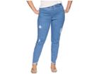 Hue Plus Size Angled Hem Denim Skimmer Leggings (stonewash/solid) Women's Jeans