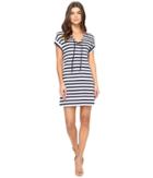 Three Dots Stripe Tie Front Dress (coastal Stripe) Women's Dress