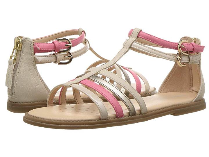 Geox Kids Jr Sandal Karly Girl 12 (little Kid/big Kid) (light Beige/coral) Girl's Shoes