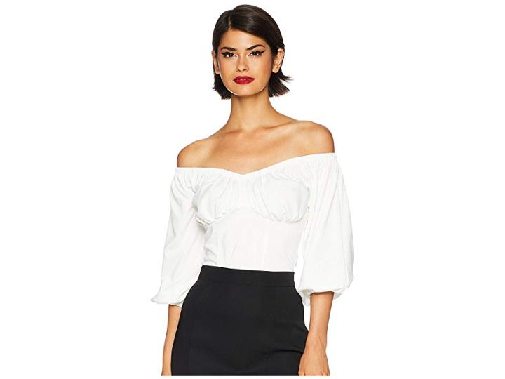 Unique Vintage Micheline Pitt For Unique Vintage Off Shoulder Top (white) Women's Clothing