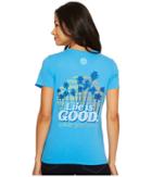 Life Is Good Sunrise Palms Crusher Vee (tile Blue) Women's T Shirt