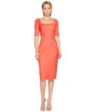 Zac Posen Tropical Wool Short Sleeve Scoop Neck Dress (apricot) Women's Dress