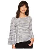 Two By Vince Camuto Long Sleeve Novelty Space Dye Sweater With Slit Neckband (twilight Sky) Women's Long Sleeve Pullover