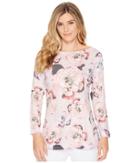 Nally & Millie Long Sleeve Pink Floral Top (multi) Women's Clothing