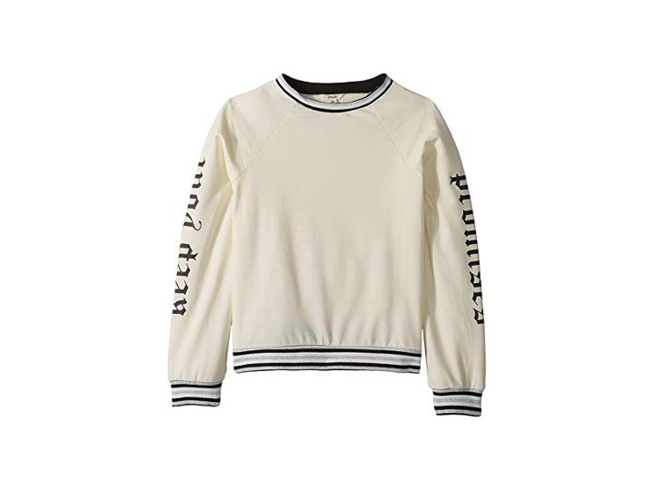 Maddie By Maddie Ziegler Raglan Sweater W/ Graphics On Sleeve (big Kids) (ivory) Girl's Sweater