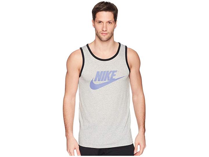 Nike Ace Logo Tank Top (dark Grey Heather/black/purple Slate) Men's Sleeveless
