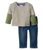 Hudson Kids Two-piece French Terry Pullover Sweatshirt W/ Knit Denim Pants (infant) (tumbled Used) Boy's Active Sets