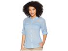 Calvin Klein Crinkle Roll Sleeve Blouse (chambray) Women's Blouse
