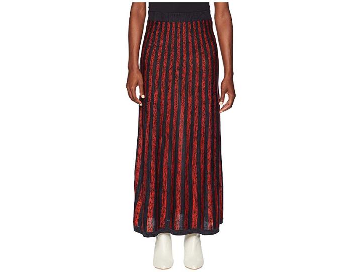 Sonia Rykiel Silk Mouline Stripes Skirt (red/black) Women's Skirt