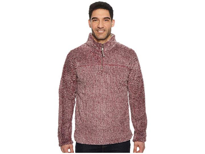True Grit Frosty Cord Pile 1/4 Zip Pullover (wine) Men's Clothing