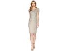 Adrianna Papell Short Sleeve Beaded Cocktail Dress (platinum) Women's Dress