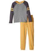 Splendid Littles Long Sleeve Football Tee And Pants Set (little Kids/big Kids) (charcoal Grey Heather) Boy's Active Sets