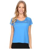 Nike Run Fast Running Top (light Photo Blue/reflective Silver) Women's Short Sleeve Pullover