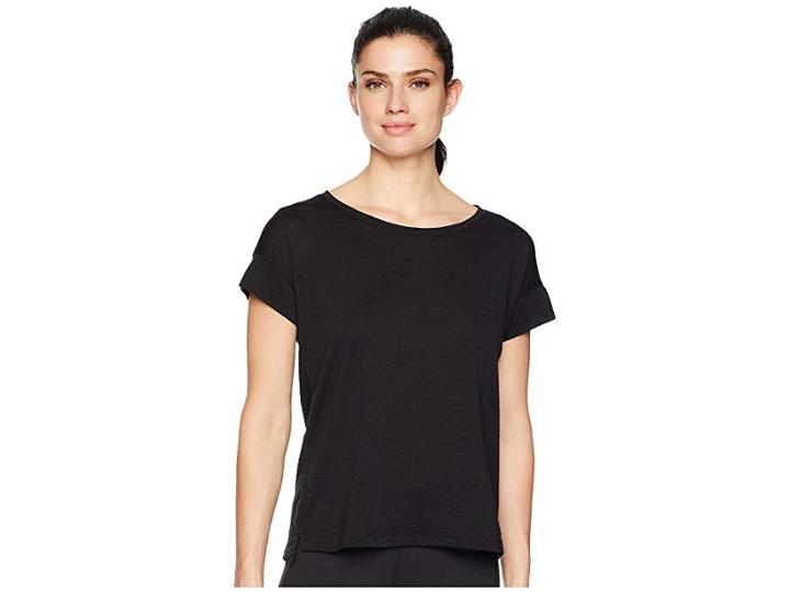 Icebreaker Aria Merino Short Sleeve Scoop (black) Women's Clothing