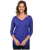 Mod-o-doc Supreme Jersey Raw Edge Seamed V-neck Tee (deep Violet) Women's T Shirt