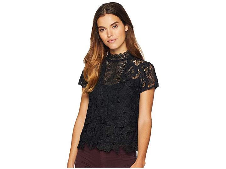 Nanette Lepore Flower Top (black) Women's Clothing
