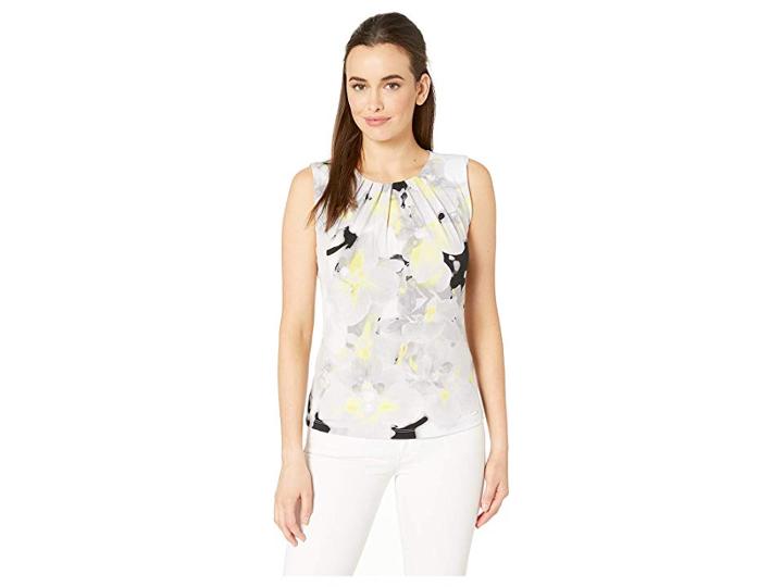 Calvin Klein Pleat Neck Cami (popcorn Multi) Women's Clothing