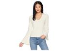 Jack By Bb Dakota Irish Goodbye Rib Knit Bell Sleeve Top (ivory) Women's Clothing