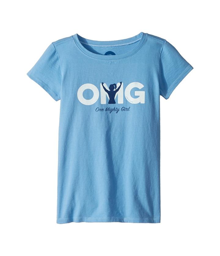 Life Is Good Kids One Mighty Girl Crusher Tee (little Kids/big Kids) (powder Blue) Girl's T Shirt