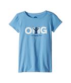 Life Is Good Kids One Mighty Girl Crusher Tee (little Kids/big Kids) (powder Blue) Girl's T Shirt