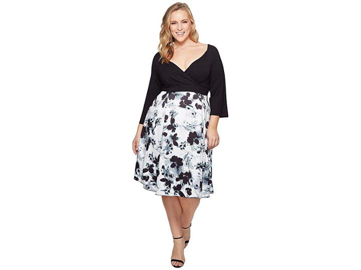 Kari Lyn Plus Size Callie Dress (black/white) Women's Dress