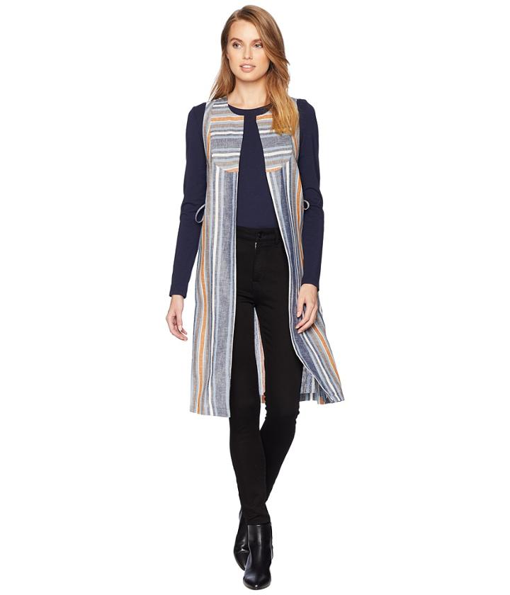 Bcbgeneration Variegated Stripe Long Vest (blue Multi) Women's Vest