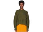 Jil Sander Navy Long Sleeve Wide And Short Round Collar Knit With Front Pocket (dark Green) Women's Clothing