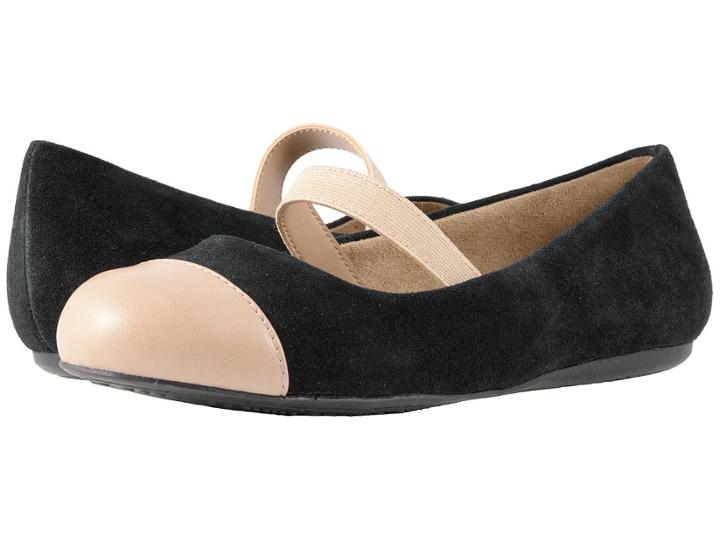 Softwalk Napa Mj (black/nude Casual Suede/smooth Pu) Women's Flat Shoes