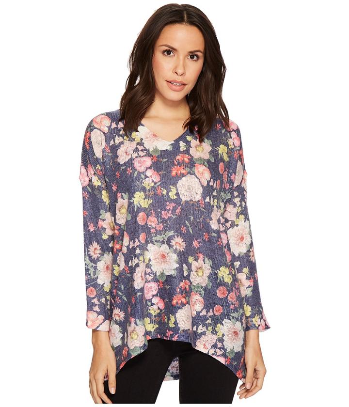 Nally & Millie Floral V-neck Top (multi) Women's Clothing