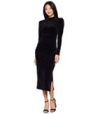 Juicy Couture Track Stretch Velour Mock Neck Midi Dress (pitch Black) Women's Dress