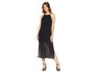 Kensie Viscose Jersey Dress With Chiffon Overlay Ks6k8225 (black) Women's Dress