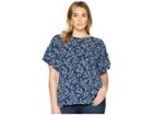 Michael Michael Kors Plus Size Boho Flare Ruffle Sleeve Top (true Navy/radiant Blue) Women's Clothing