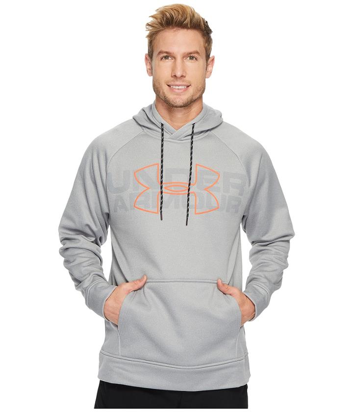 Under Armour Armour Fleece Graphic Pullover Hoodie (true Gray Heather/marathon Red) Men's Sweatshirt