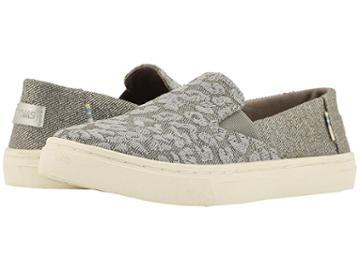 Toms Kids Luca (little Kid/big Kid) (neutral Gray Cheetah Embroidery/twill Glimmer) Girl's Shoes