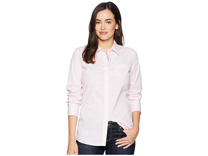 Ariat Kirby Stretch Shirt (white/pink Stripe) Women's Long Sleeve Button Up
