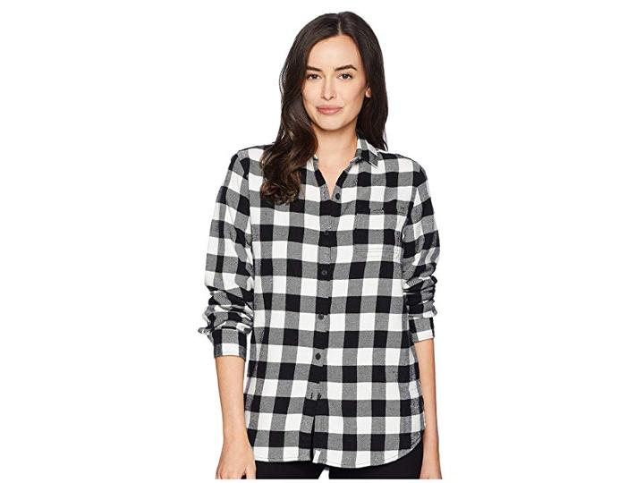 Woolrich Eco Rich Pemberton Boyfriend Shirt (ivory Check) Women's Long Sleeve Button Up
