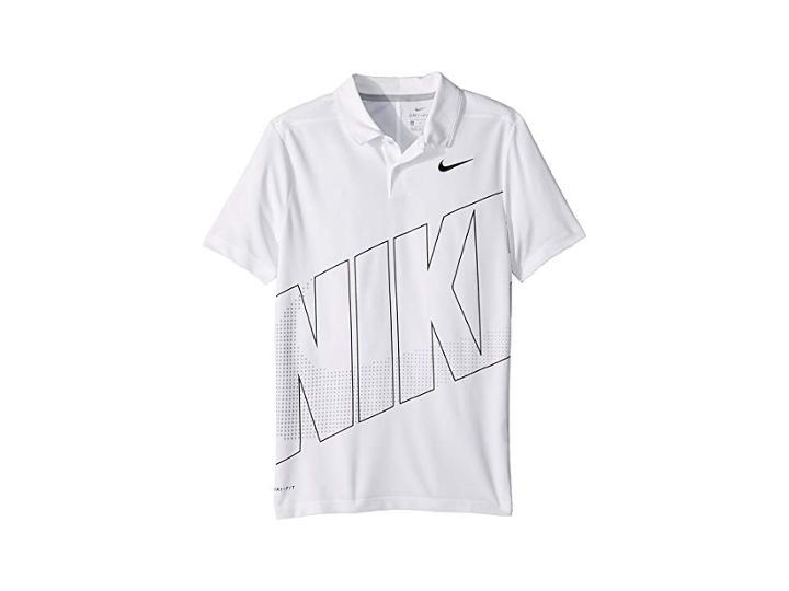 Nike Kids Dry Essential Graphic Polo 2 (big Kids) (white/black) Boy's Clothing