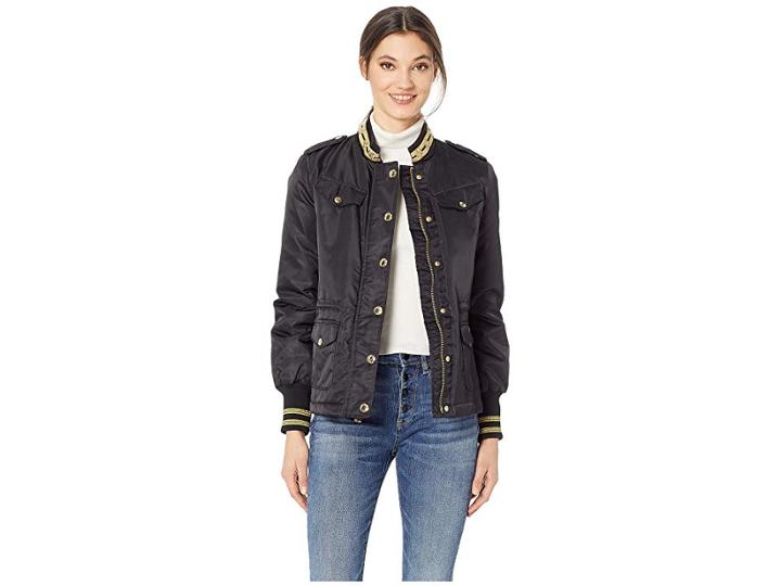 Juicy Couture Hard Woven Nylon Sateen Parka (pitch Black) Women's Coat