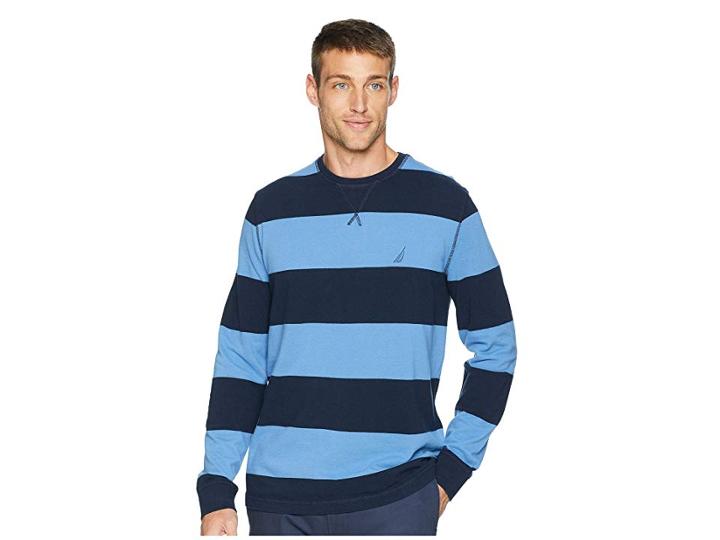 Nautica Long Sleeve Rugby Stripe Sweater (navy) Men's Clothing