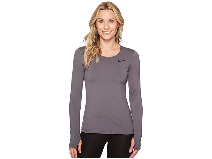 Nike Pro Mesh Long Sleeve Training Top (dark Grey/black) Women's Long Sleeve Pullover