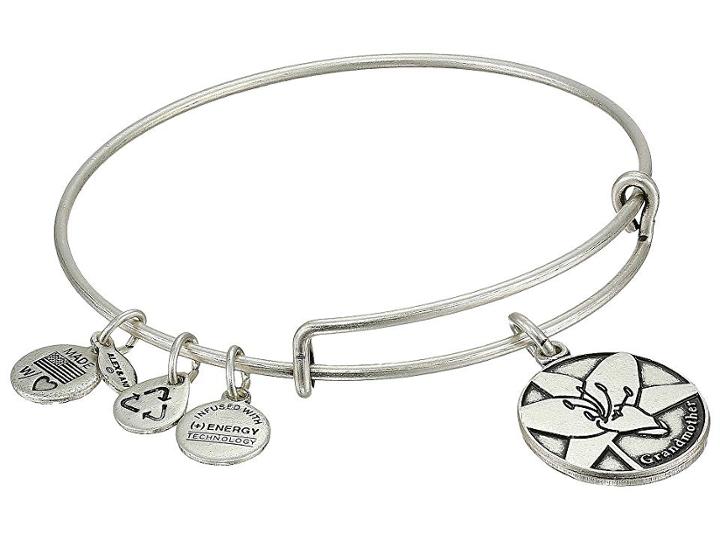 Alex And Ani Grandmother Charm Bangle (rafaelian Silver Finish) Bracelet