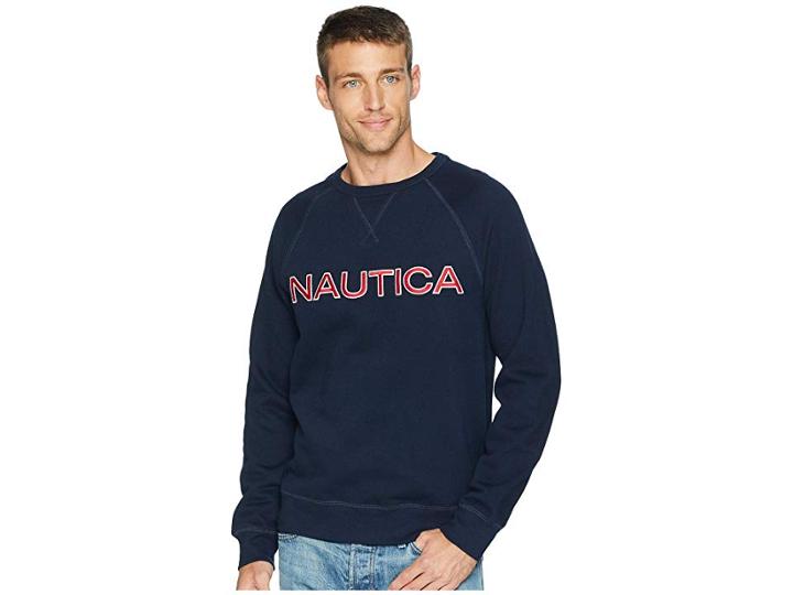 Nautica Fleece Graphic Crew (navy) Men's Fleece
