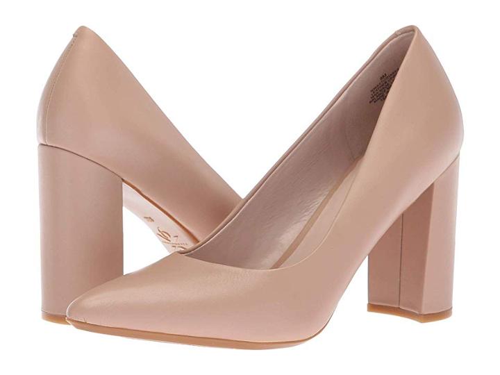 Nine West Astoria Block Heel Pump (light Natural Leather) High Heels