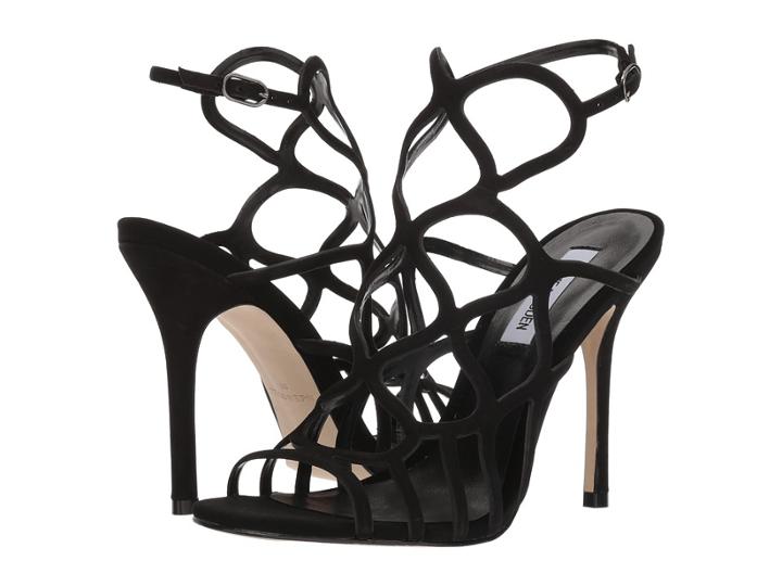 Steve Madden Teagen Caged Sandal (black Nubuck) High Heels