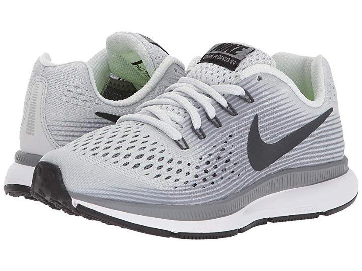 Nike Kids Zoom Pegasus 34 (little Kid/big Kid) (pure Platinum/anthracite/cool Grey) Boys Shoes