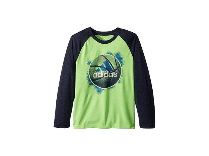 Adidas Kids Logo Sport Ball Tee (little Kids) (neon Green) Boy's Clothing