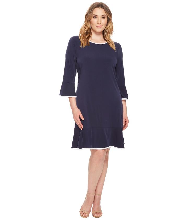 Michael Michael Kors Plus Size Solid Flounce Dress (true Navy) Women's Dress